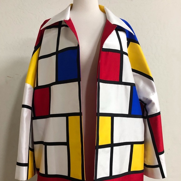 Inspired by Piet Mondrian Silk Duster Coat - Picture 2 of 7